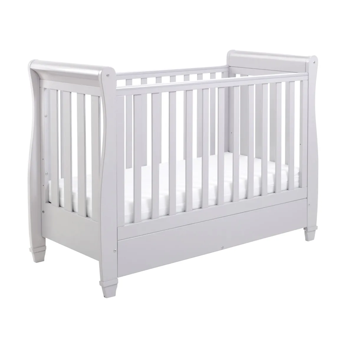Babymore Eva Sleigh Cot Bed Dropside with Drawer