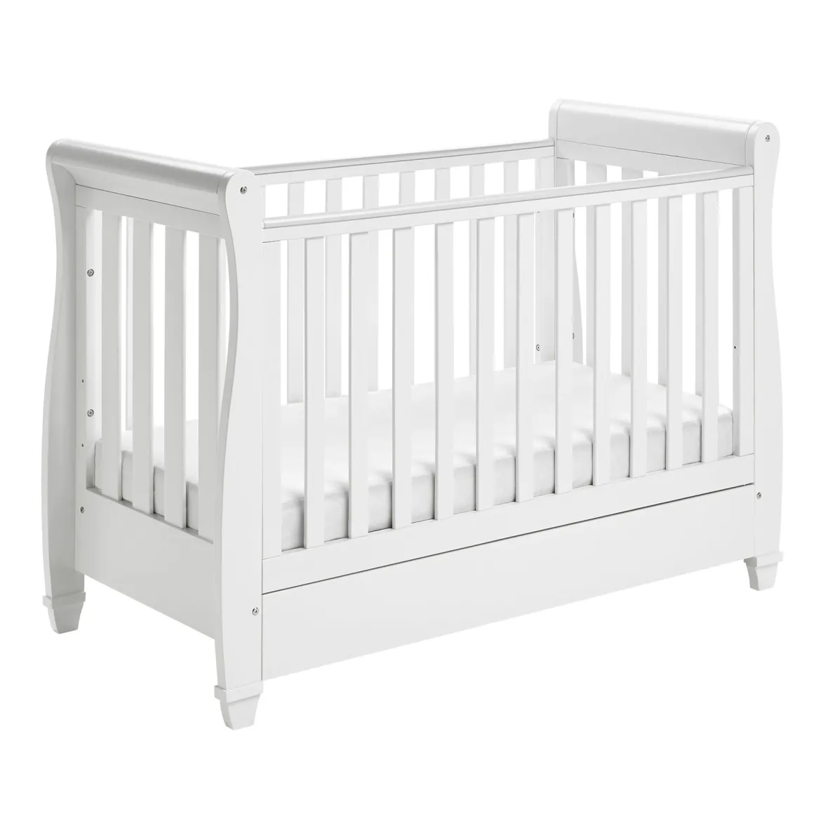 Babymore Eva Sleigh Cot Bed Dropside with Drawer
