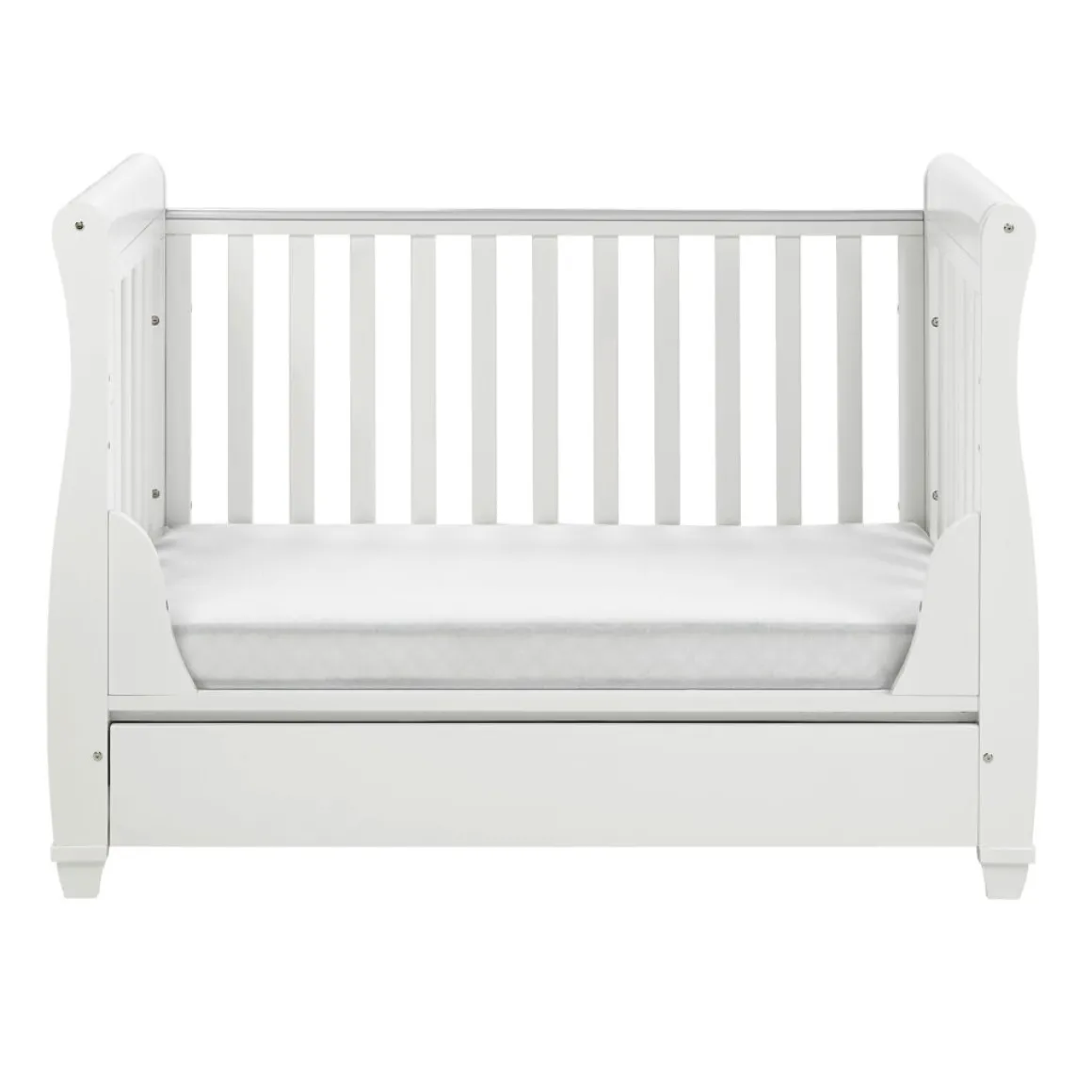 Babymore Eva Sleigh Cot Bed Dropside with Drawer