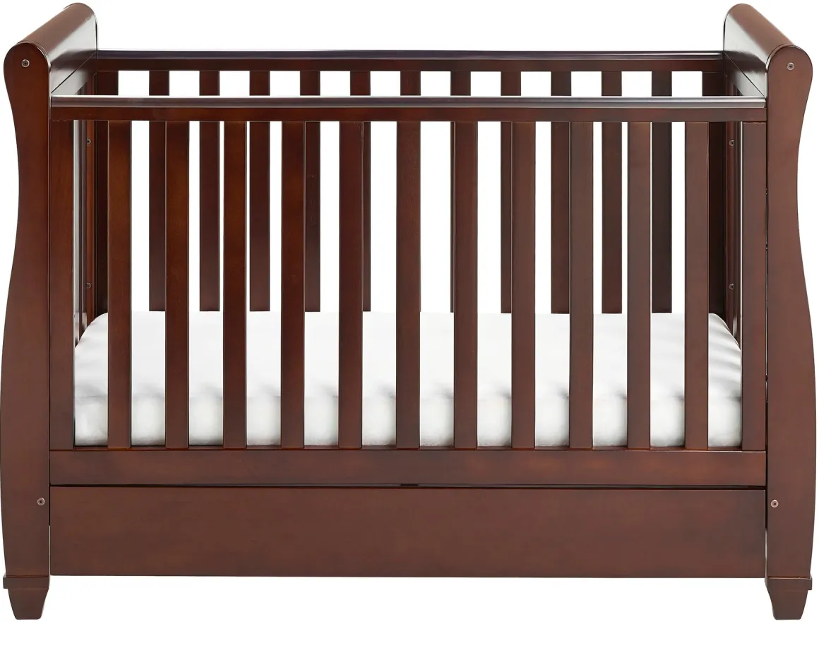 Babymore Eva Sleigh Cot Bed Dropside with Drawer