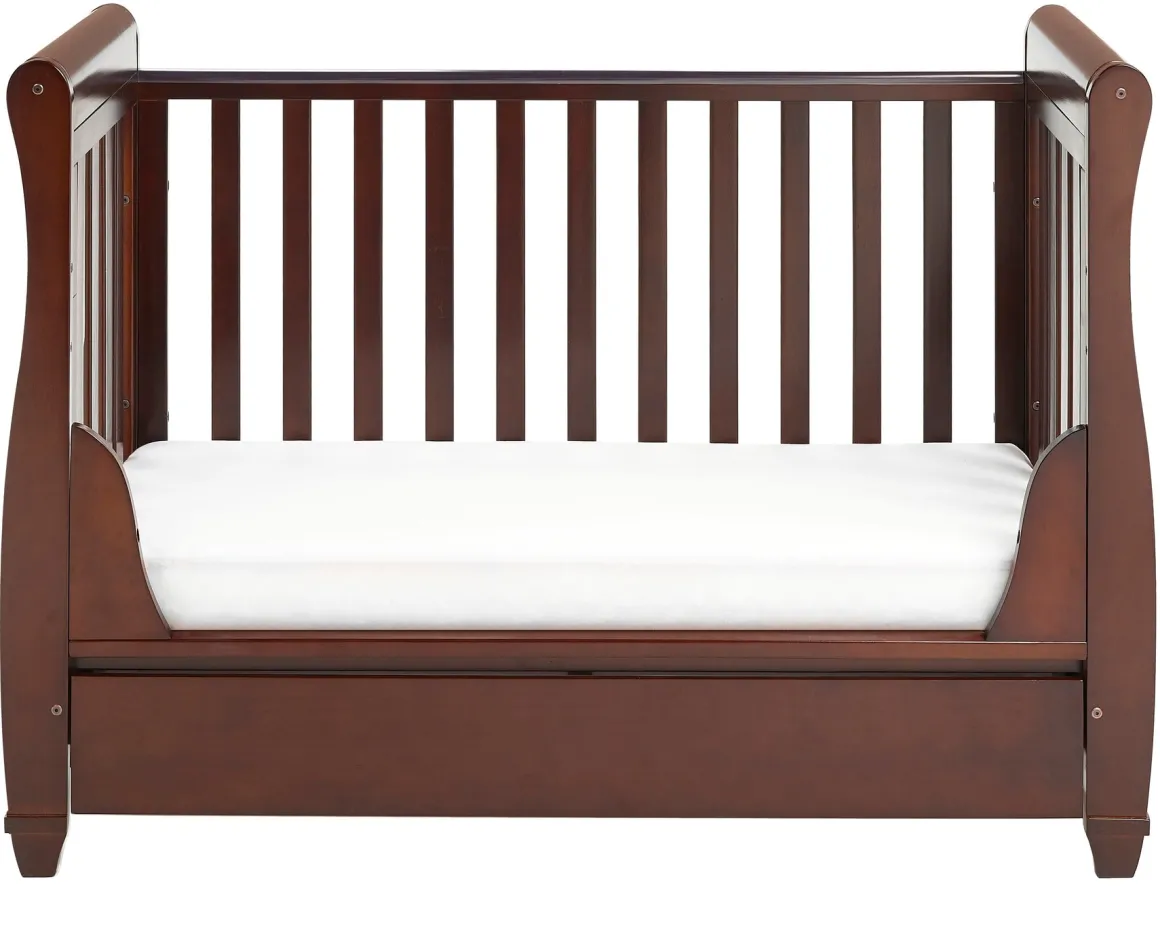 Babymore Eva Sleigh Cot Bed Dropside with Drawer