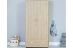 Babymore Luno Oak Room Set 3 piece - Cot Bed with drawer, Chest, & Wardrobe