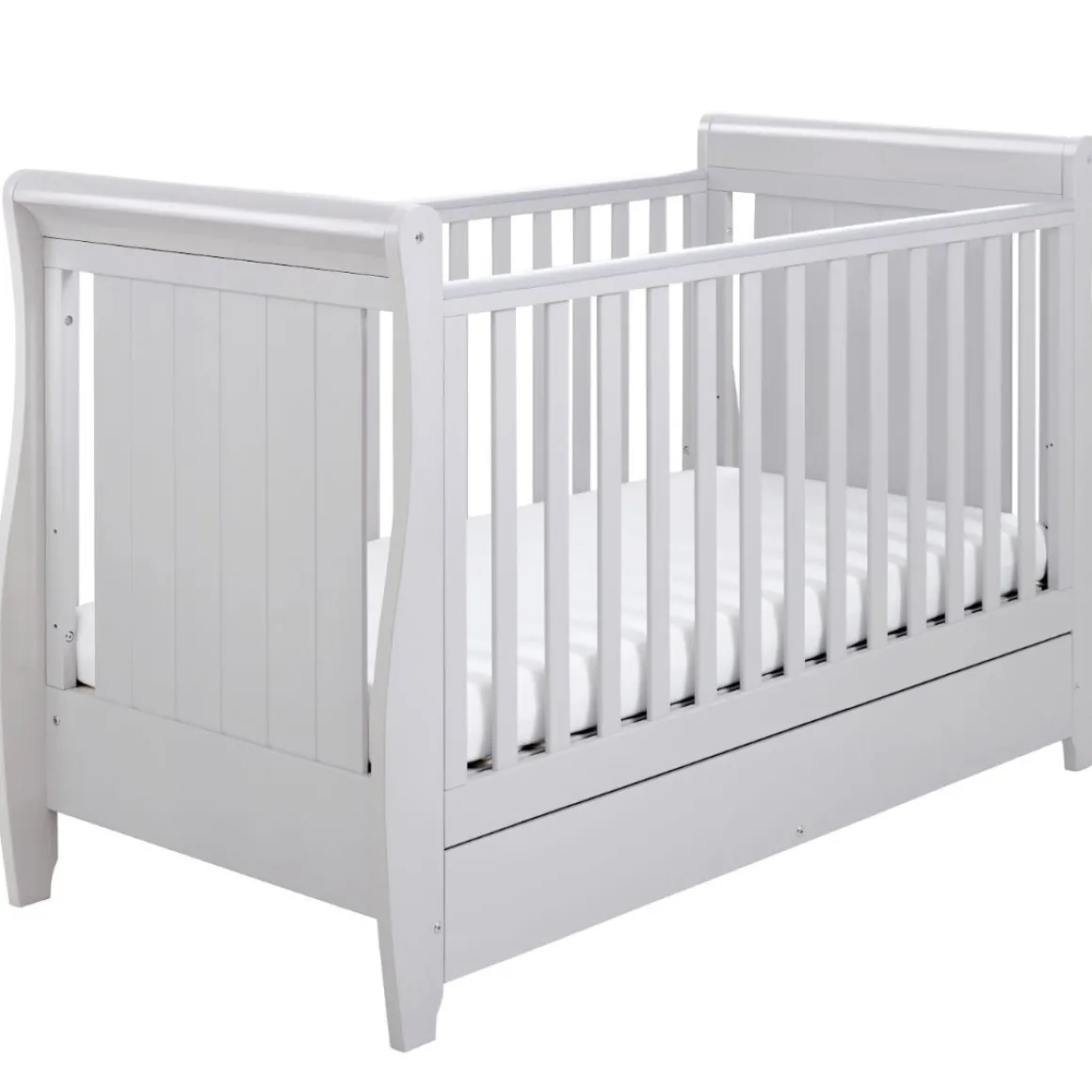 Babymore Stella Sleigh Drop Side Cot Bed - Grey