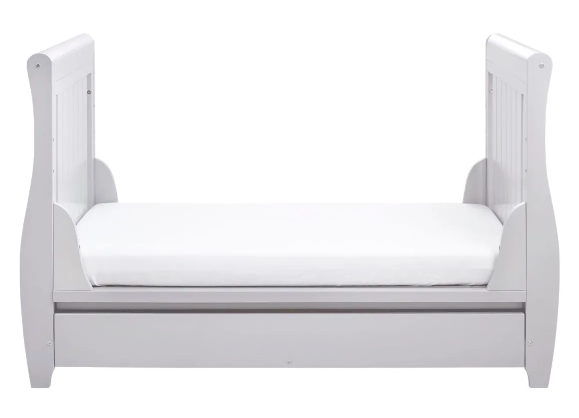 Babymore Stella Sleigh Drop Side Cot Bed - Grey