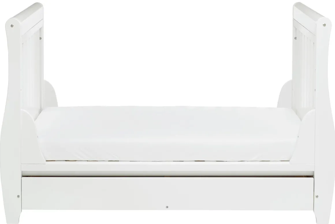 Babymore Stella Sleigh Drop Side Cot Bed - White