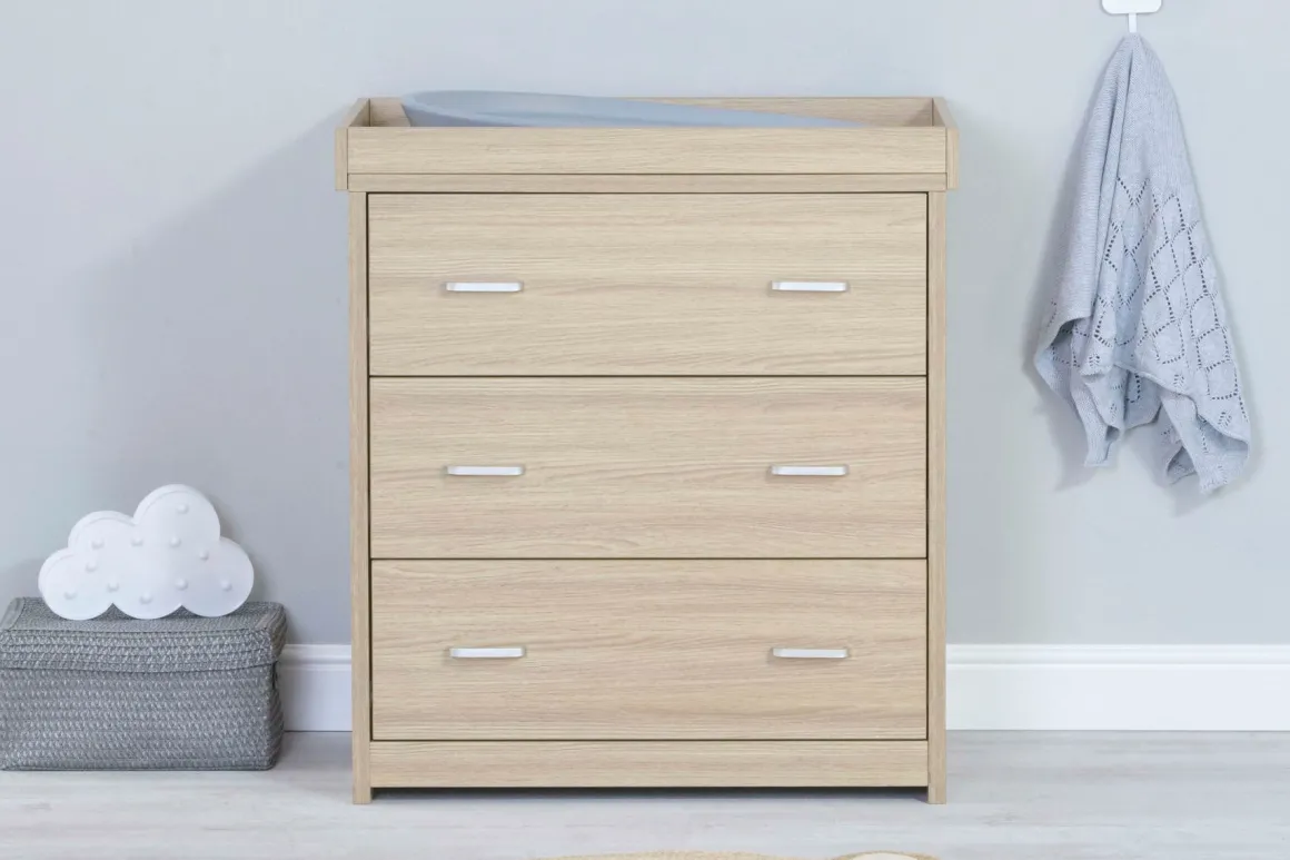 Babymore Veni Oak Room Set 2 pieces - Cot Bed with drawer & Chest