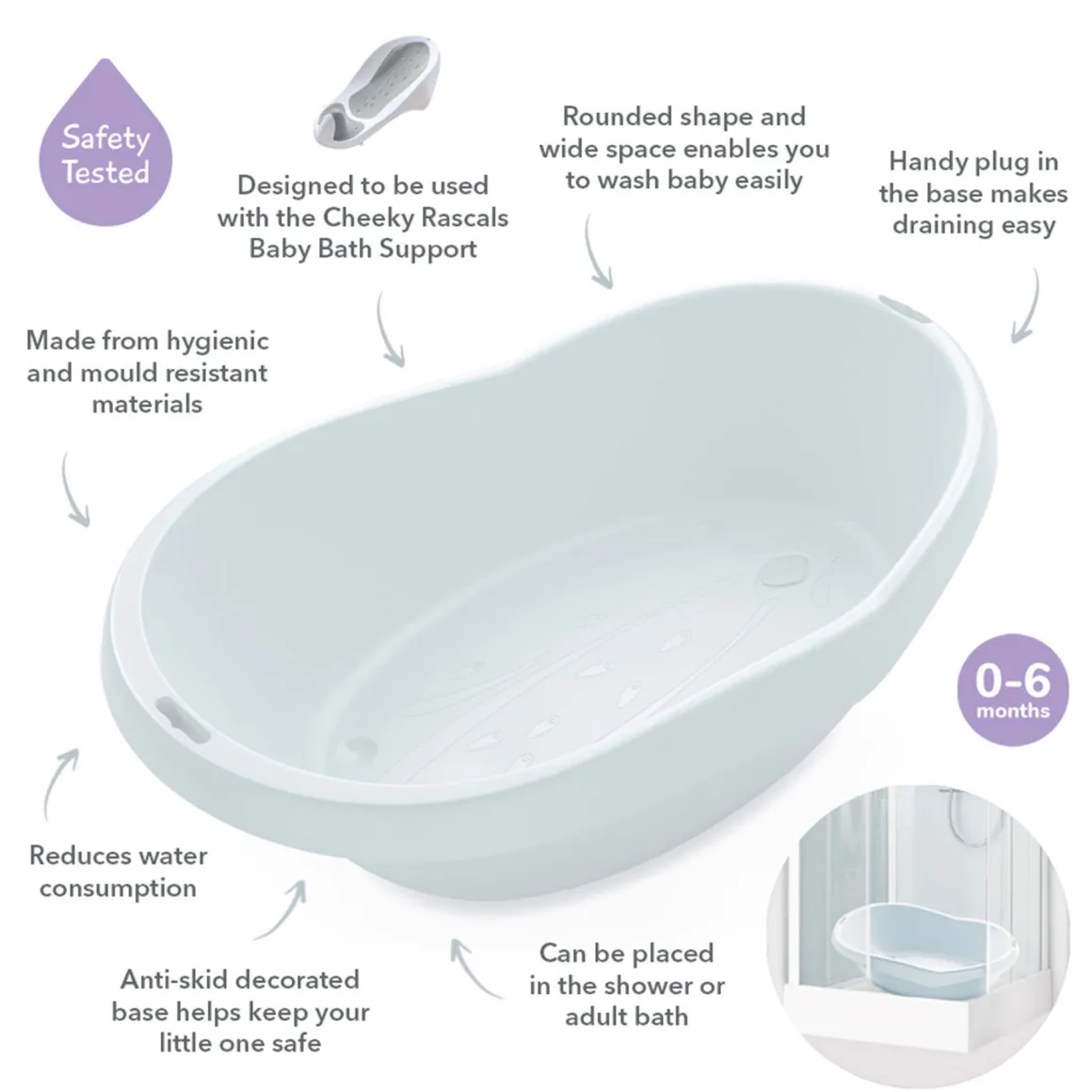 Cheeky Rascals - Portable Baby Bath - Light Grey