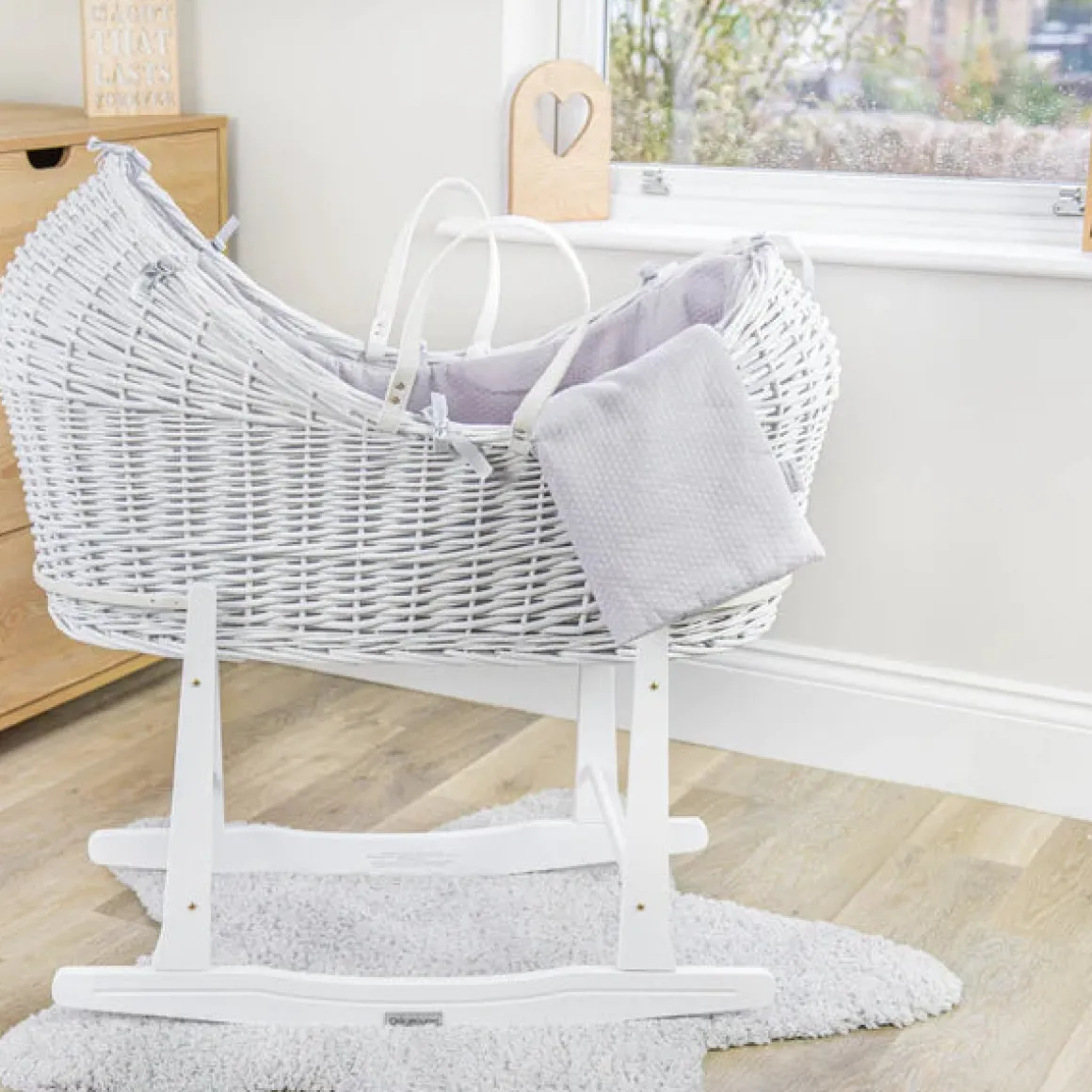 Clair De Lune - Standard Rocking Moses Basket Stand - White