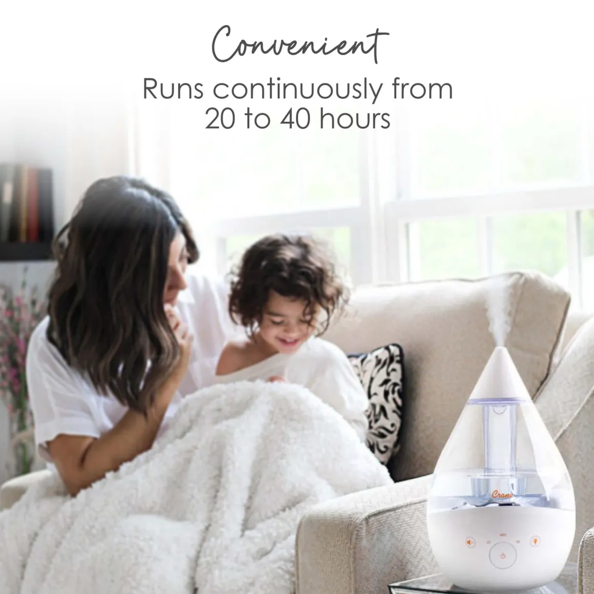 Crane Drop 2.0 4-in-1 Humidifier With Sound Machine and Night Light