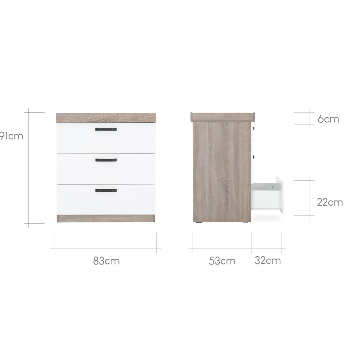 CuddleCo - Enzo Dresser & Changer - Truffle Oak & White
