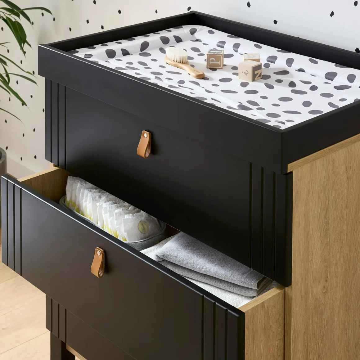 CuddleCo - Rafi Dresser & Changer - Oak & Black