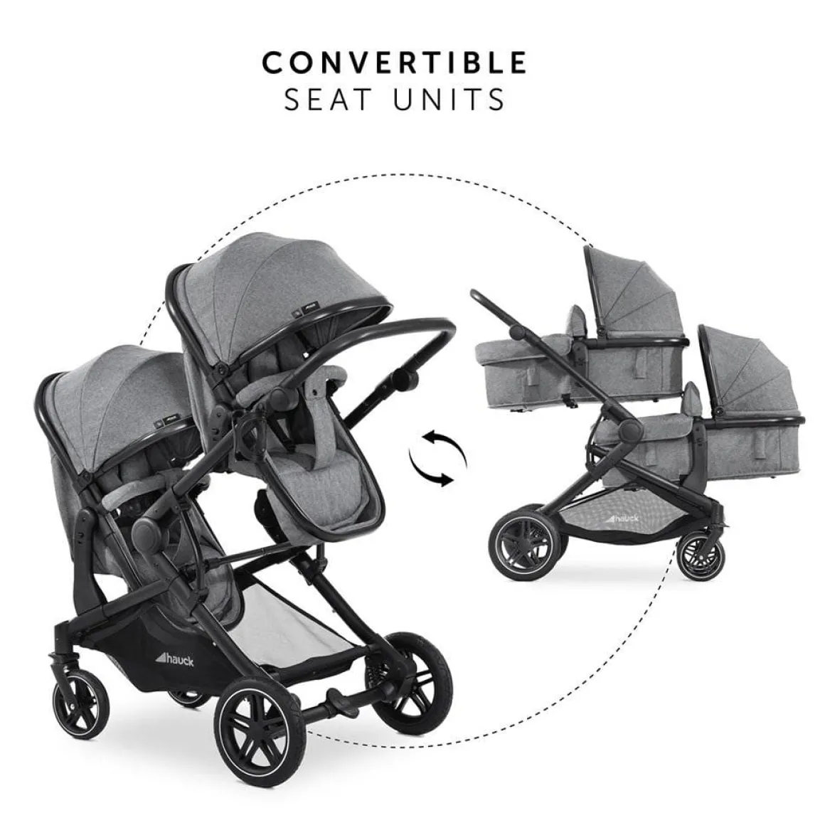 Hauck Atlantic Twin Pushchair - Grey