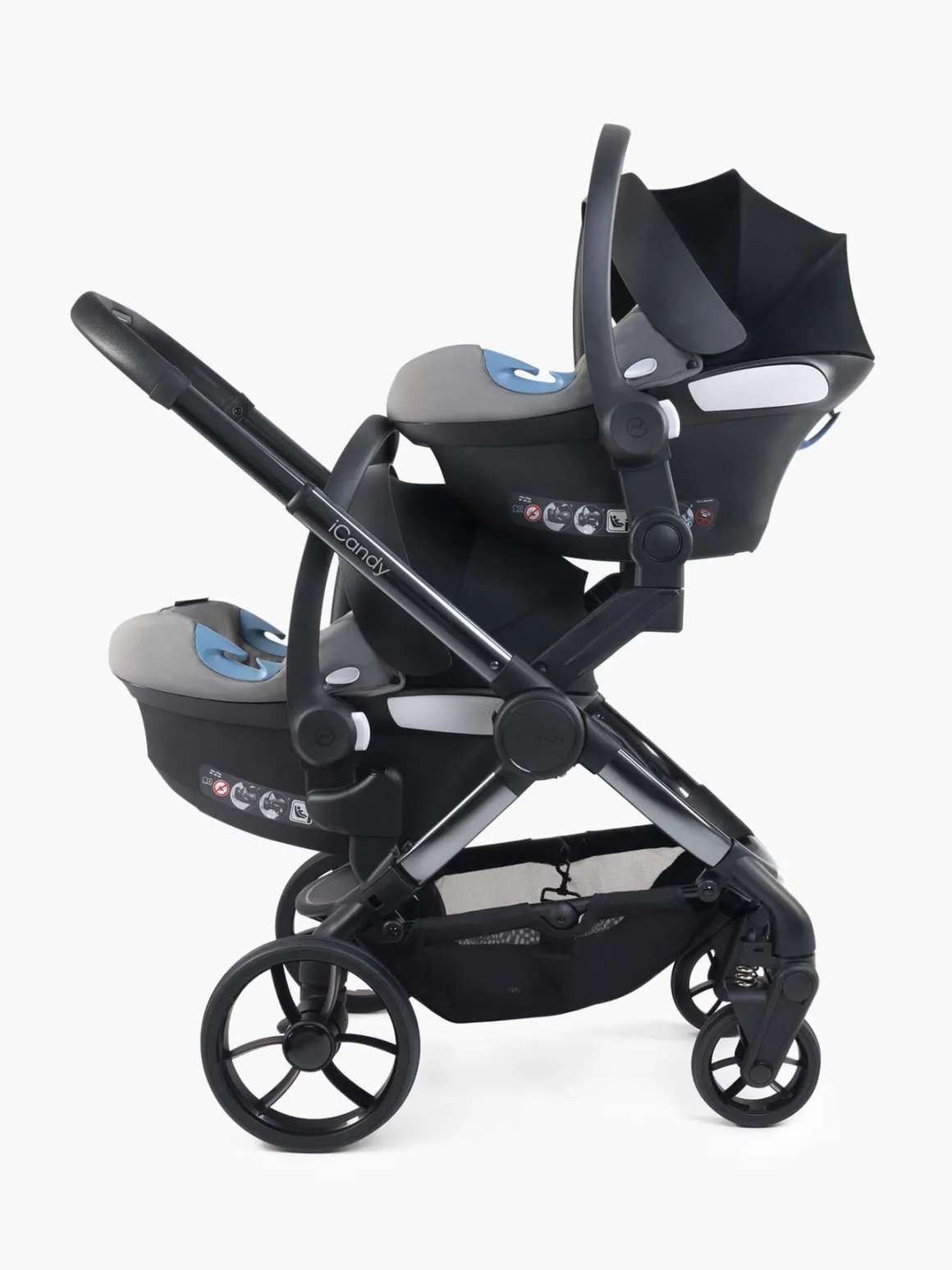 iCandy Peach 7 Pushchair & Carrycot - Twin Bundle - Dark Grey