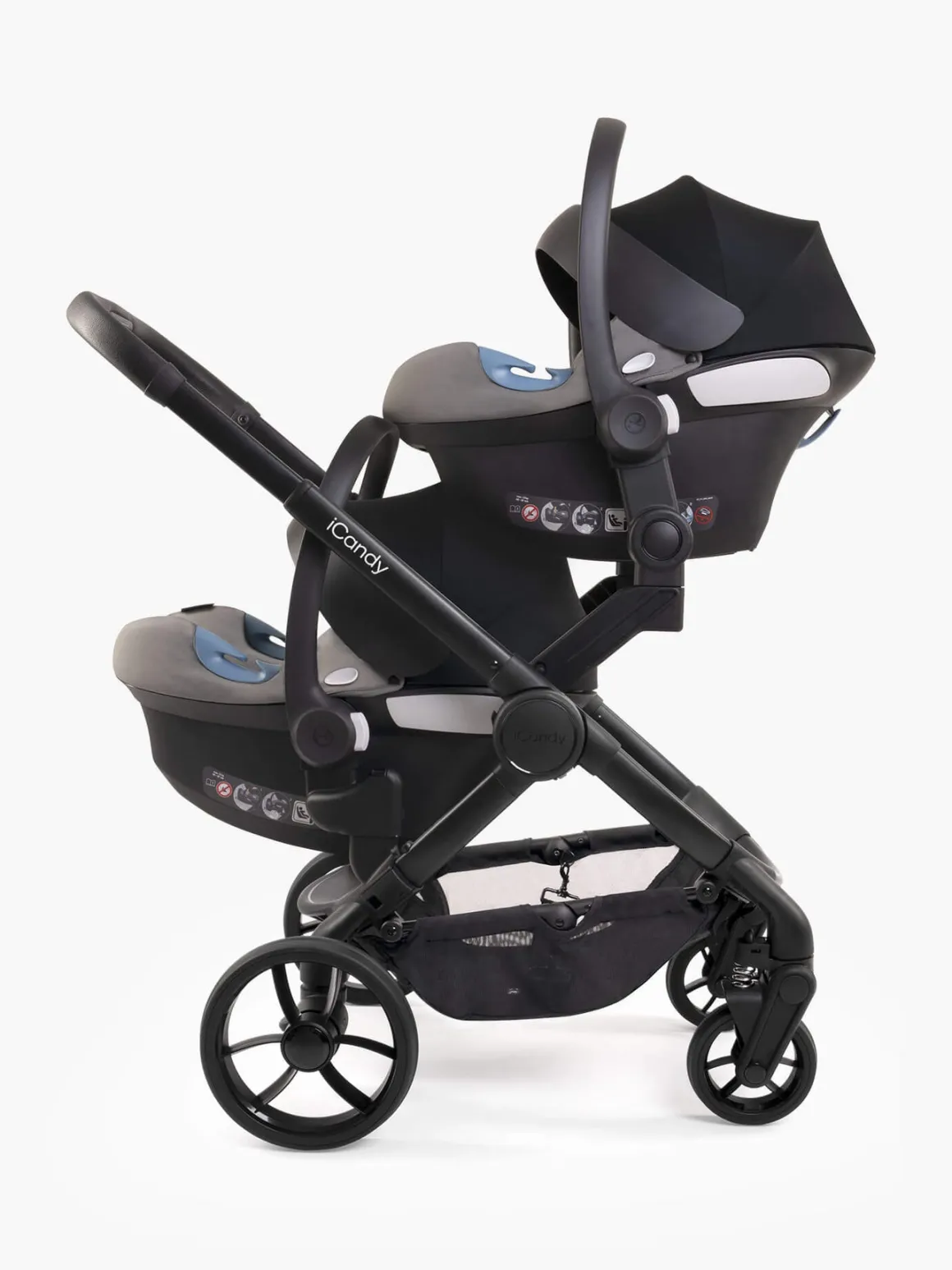 iCandy Peach 7 Pushchair & Carrycot - Twin Bundle - Black