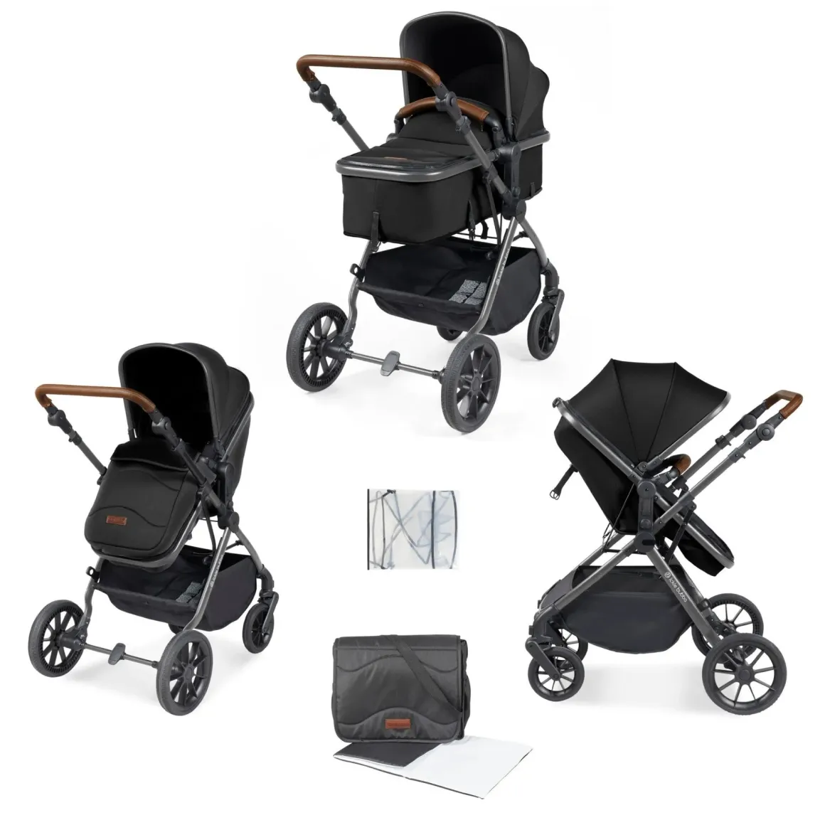 Ickle Bubba - Cosmo 2 in 1 Pushchair Set - Black/Tan