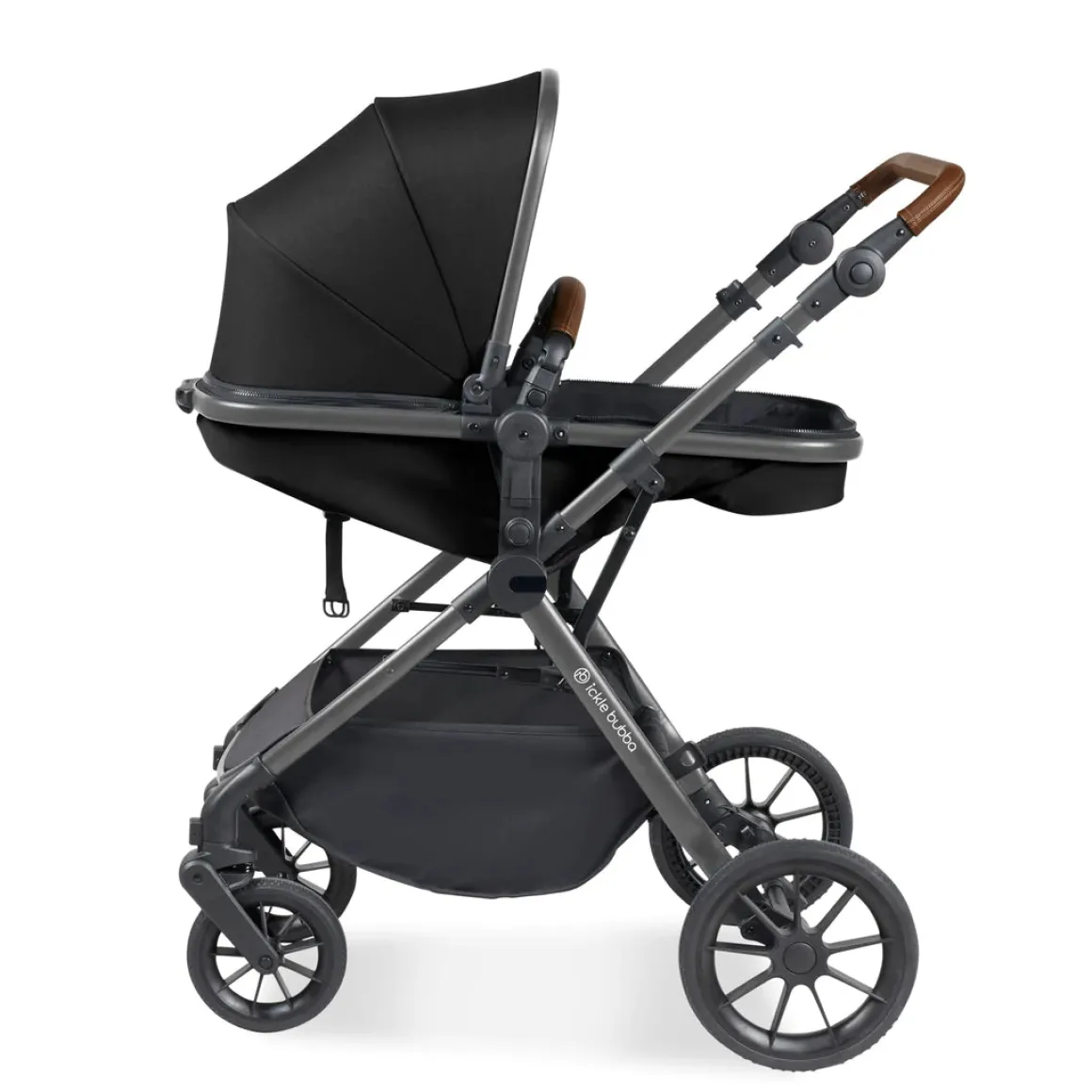 Ickle Bubba - Cosmo All in One i-Size Travel System with ISOFIX Base - Black/Tan