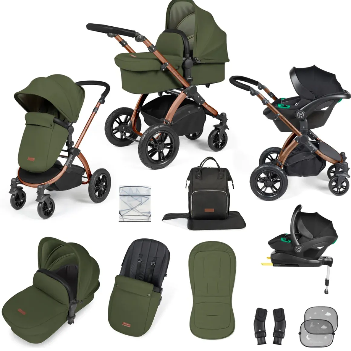 Ickle Bubba - Stomp Luxe - All in One i-Size Stratus Travel System & Isofix Base