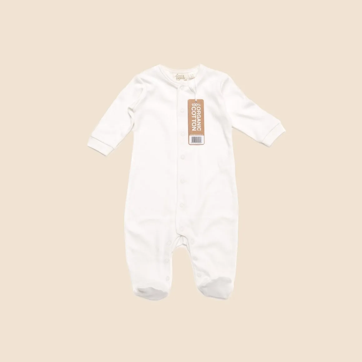 Little Green Radicals Natural Long Sleeve Babygrow - Cream