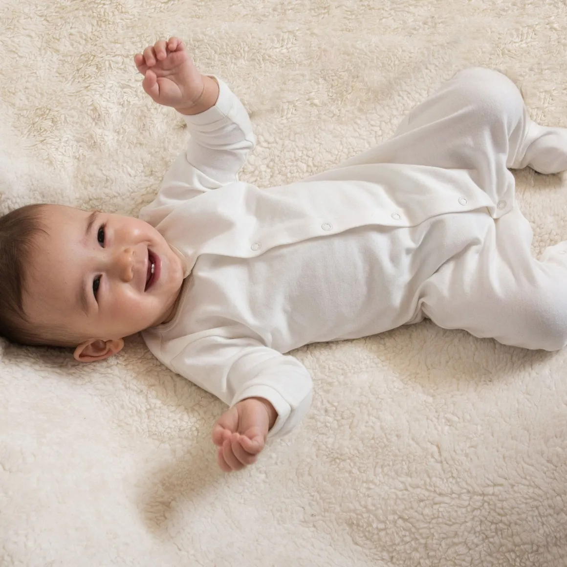 Little Green Radicals Natural Long Sleeve Babygrow - Cream