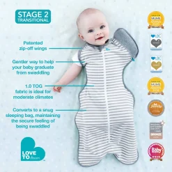 Love To Dream - Swaddle UP - Original - 1.0 TOG - Large - Mint Stripe