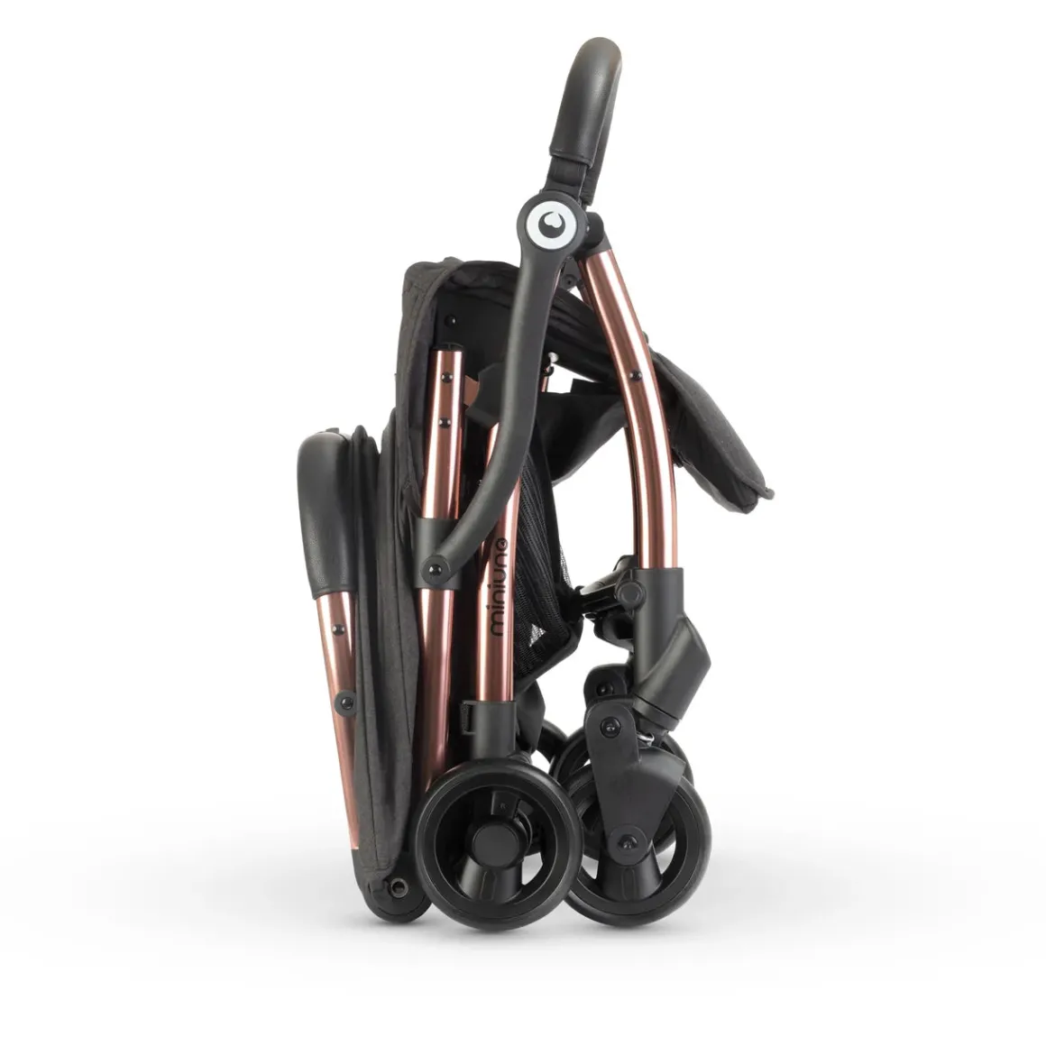 MiniUno TouchFold Stroller – Black with Rose Gold Frame