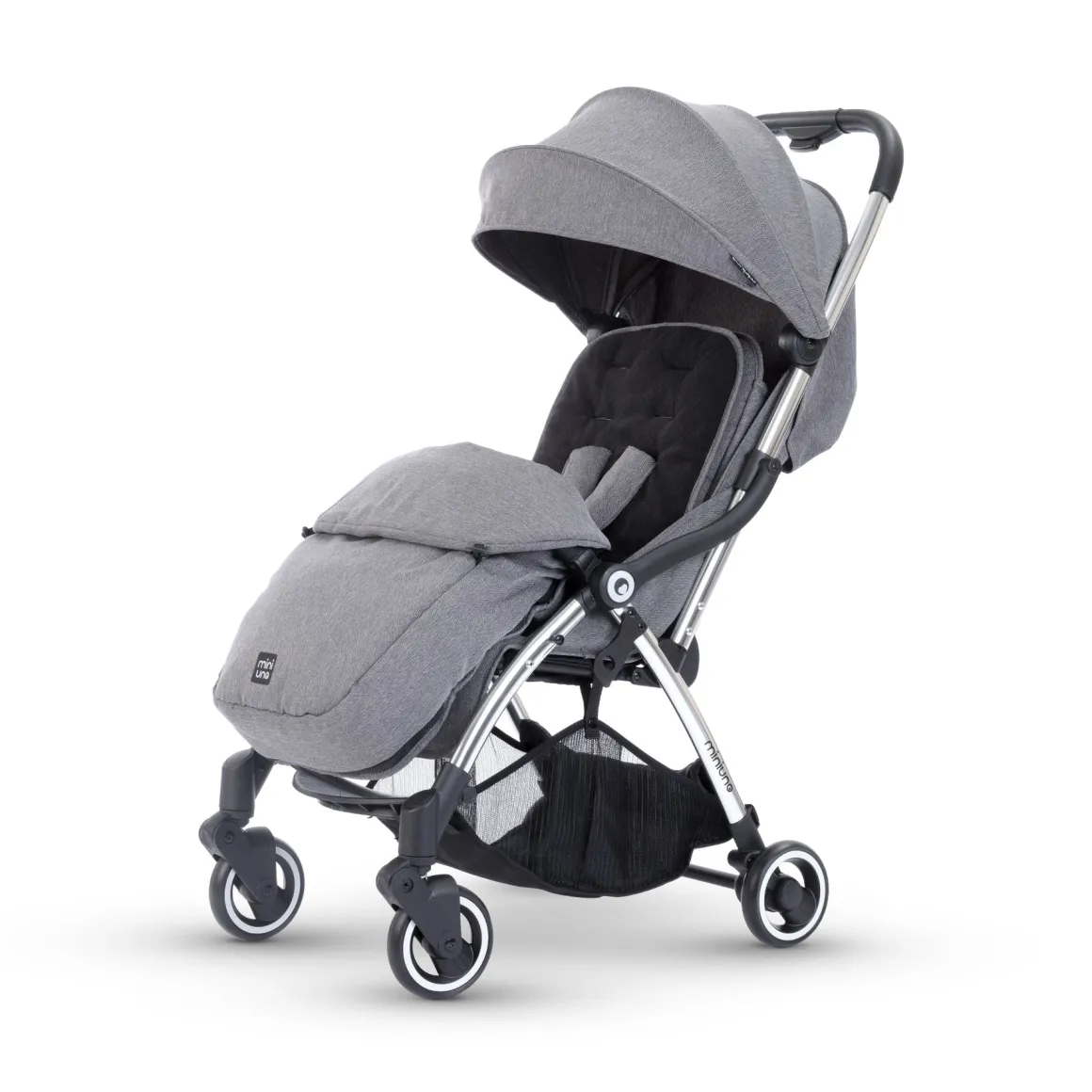 MiniUno TouchFold Stroller – Grey Herringbone