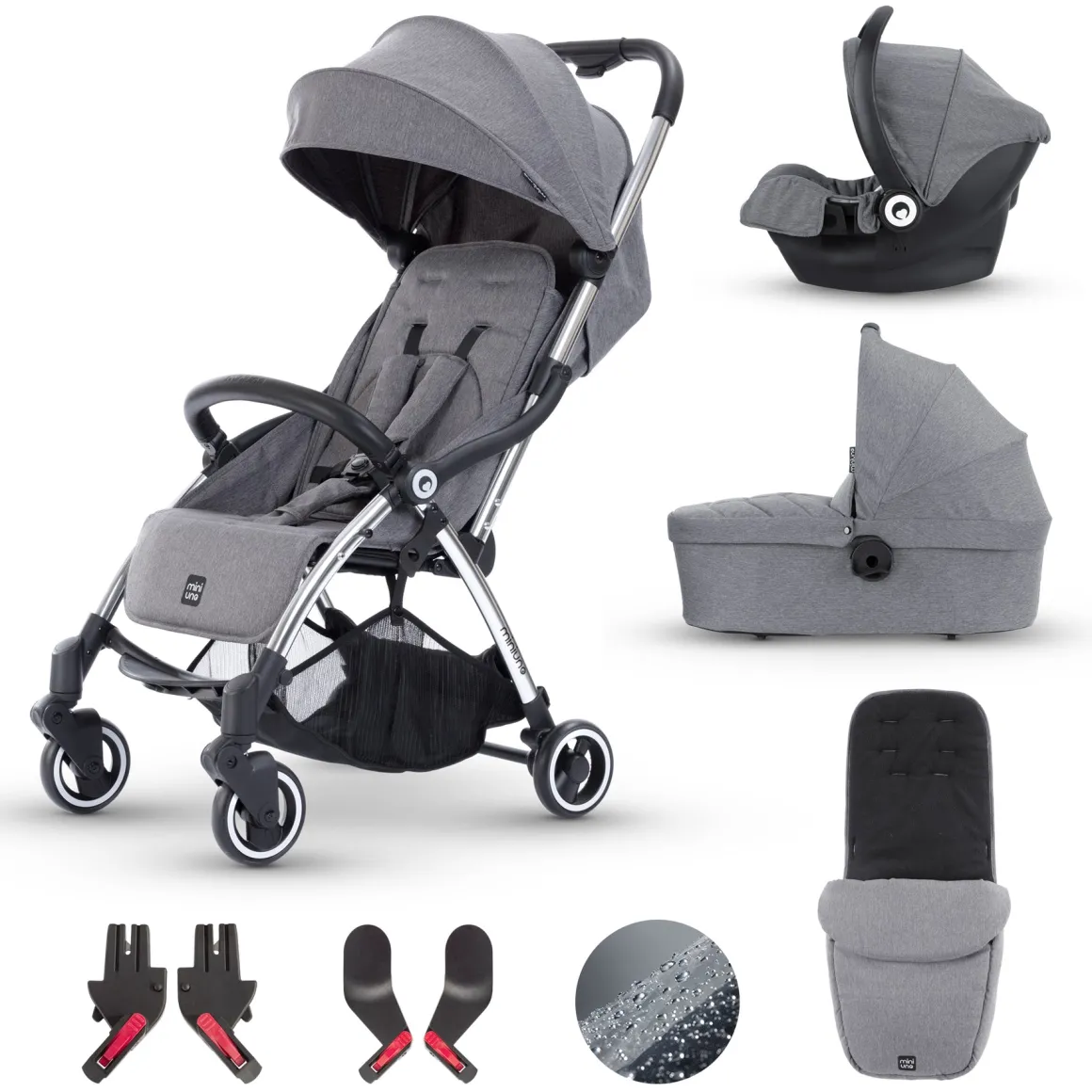 Miniuno Touchfold Travel System - Grey Herringbone