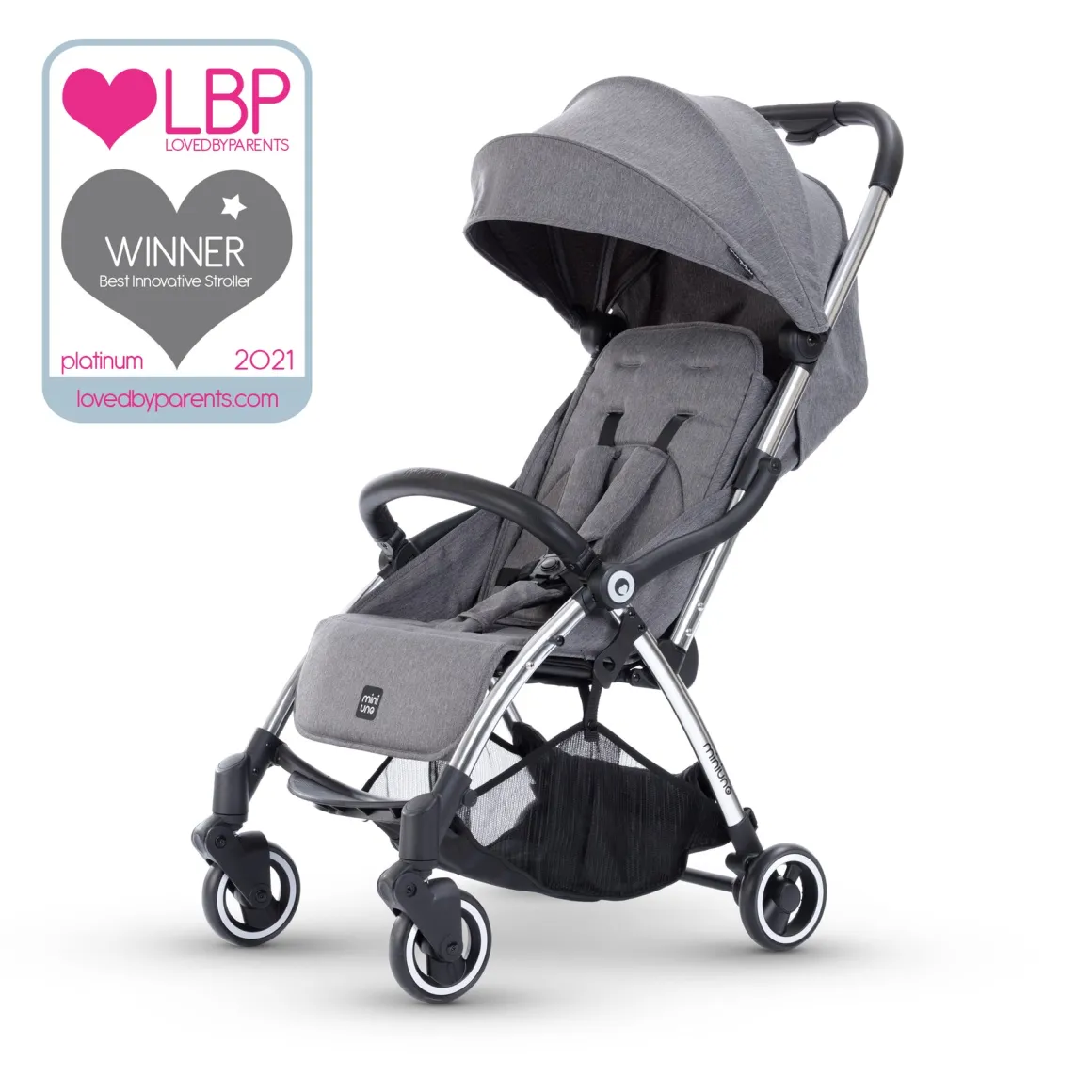 Miniuno Touchfold Travel System - Grey Herringbone
