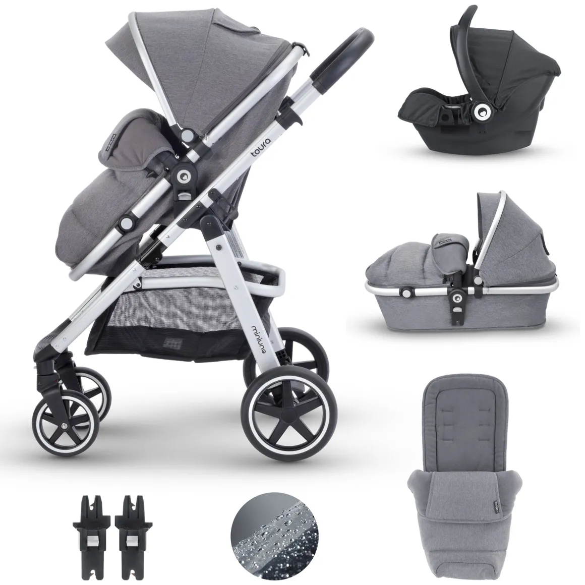 Miniuno Toura Travel System - Grey Herringbone
