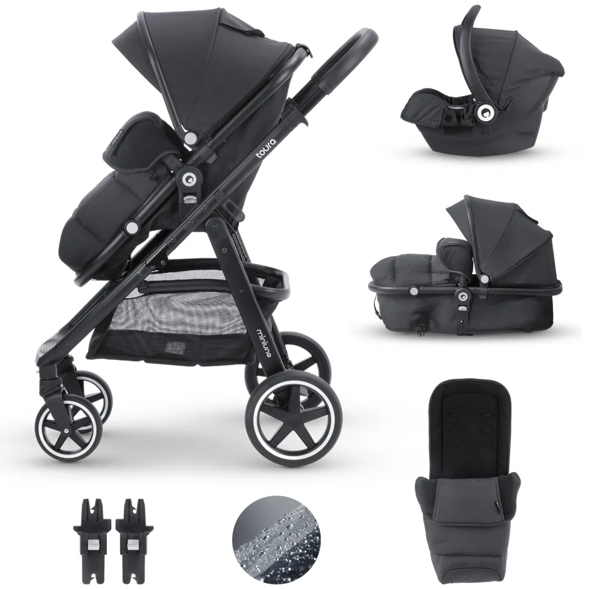 Miniuno Toura Travel System - Black Herringbone