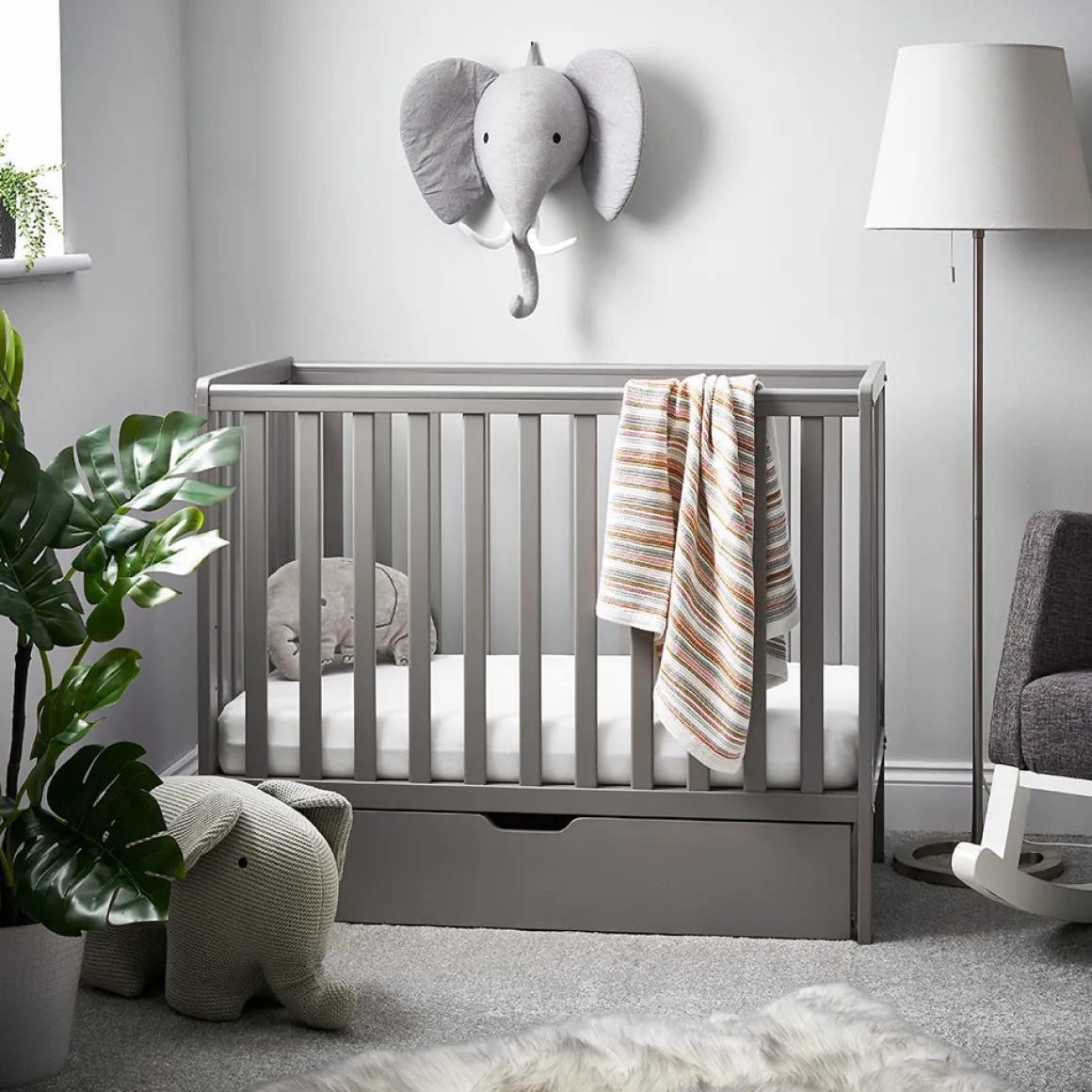OBaby Bantam Space Saver Cot - Taupe Grey