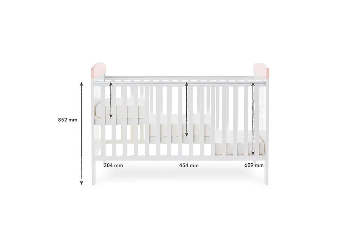 Obaby Grace Inspire Cot Bed – Watercolour Rabbit Pink