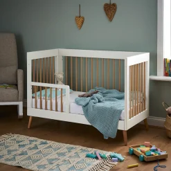 Obaby Maya Mini Cot Bed 3 Piece Room Set - White with Natural