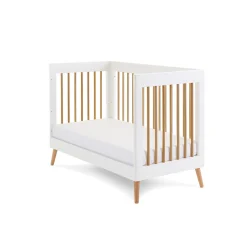 Obaby Maya Mini Cot Bed 3 Piece Room Set - White with Natural