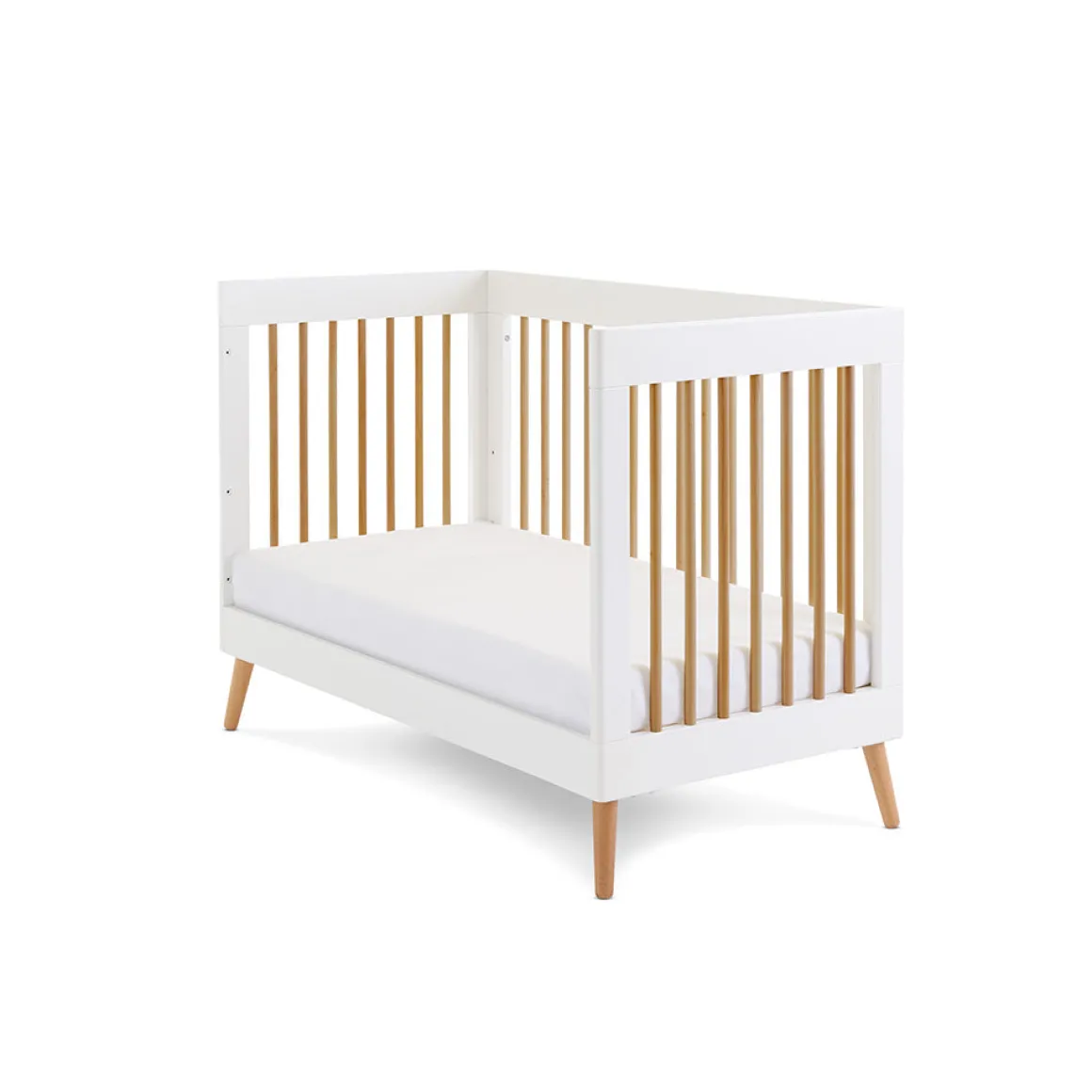 Obaby Maya Mini Cot Bed 3 Piece Room Set - White with Natural