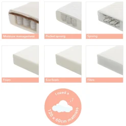 Obaby Maya Mini Cot Bed - White with Natural