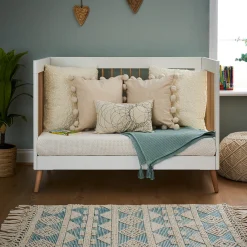 Obaby Maya Mini Cot Bed - White with Natural