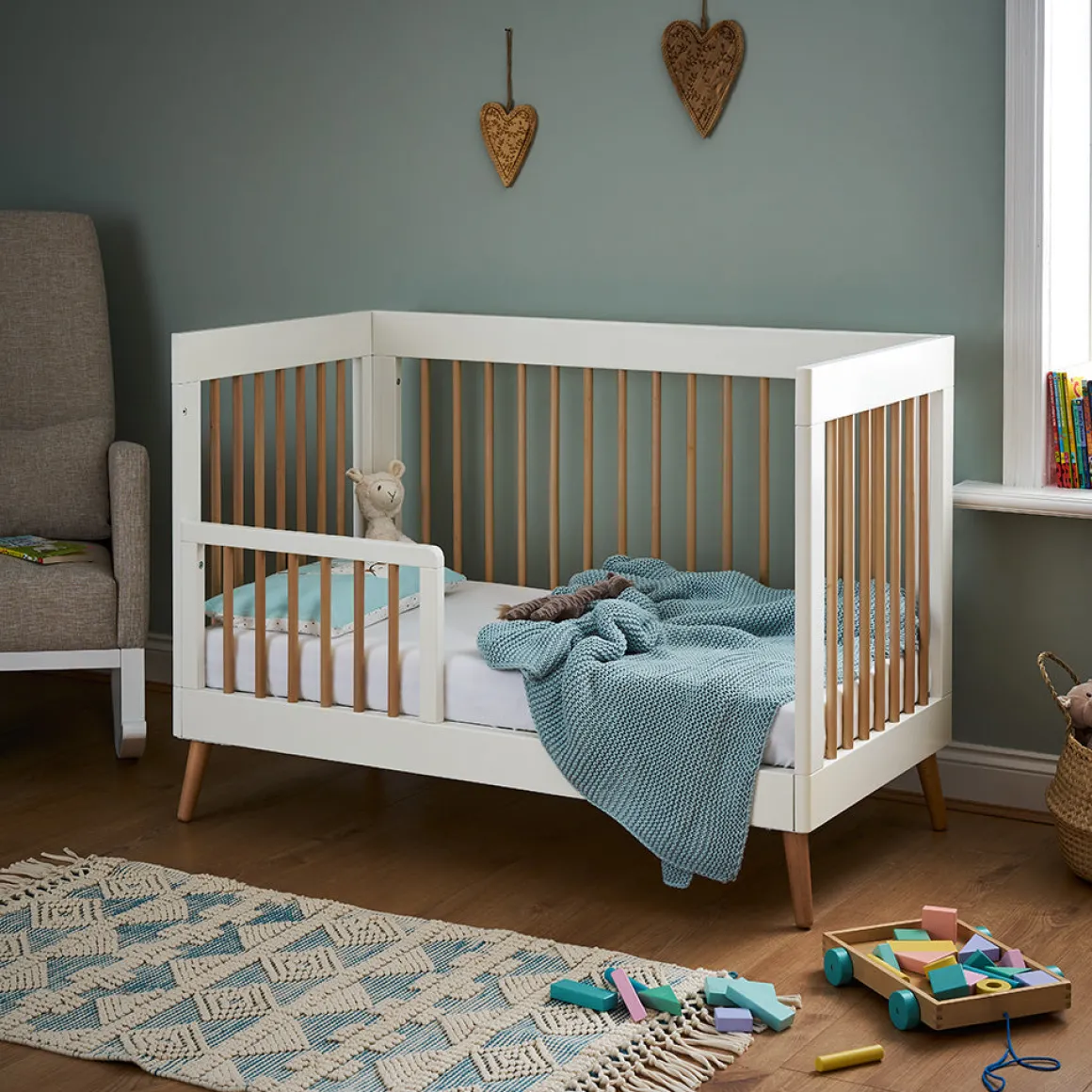 Obaby Maya Mini Cot Bed - White with Natural
