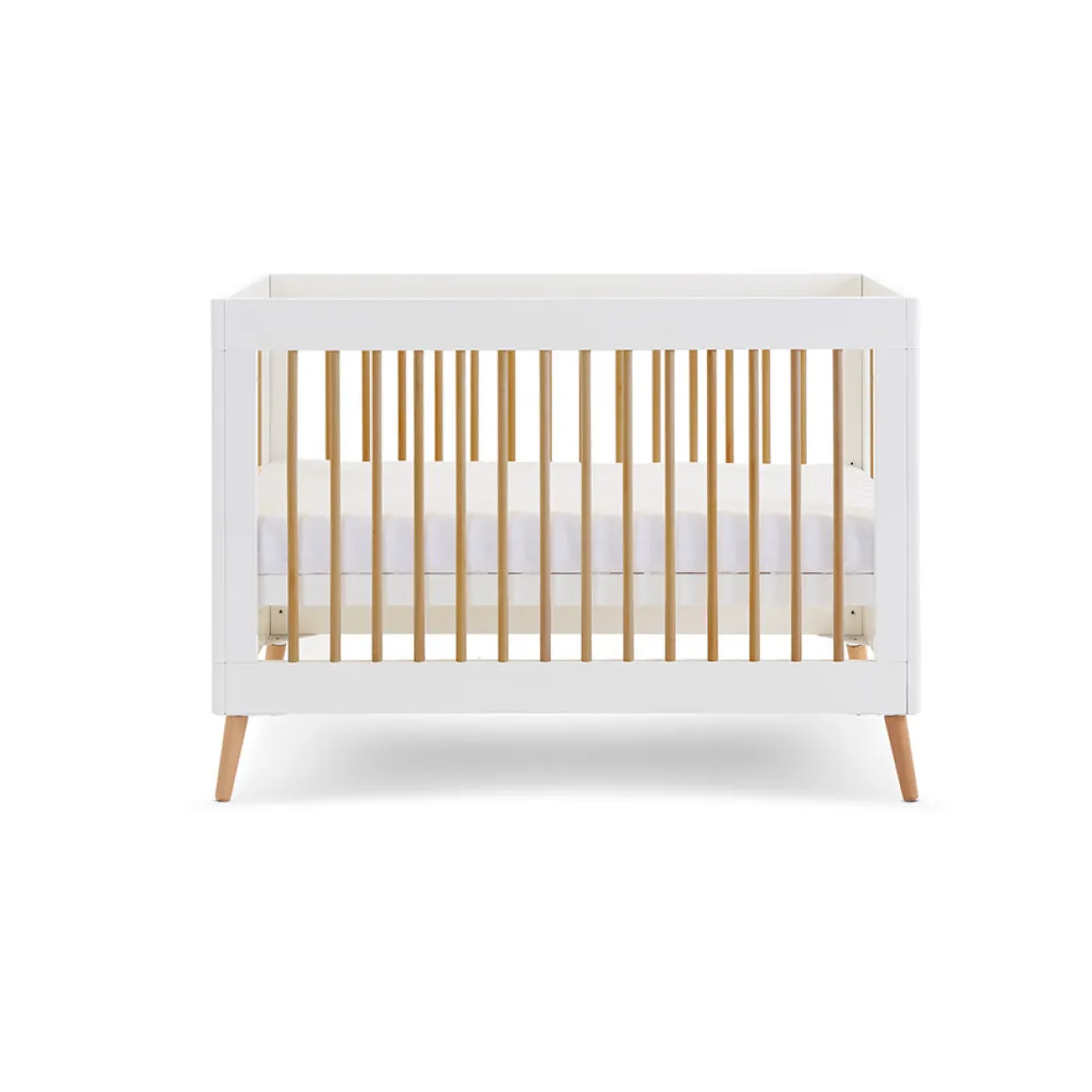 Obaby Maya Mini Cot Bed 3 Piece Room Set - White with Natural
