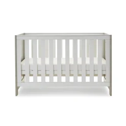 Obaby Nika Cot Bed & Under Drawer - GREY WASH & WHITE
