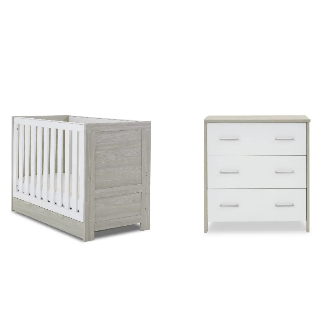 Obaby Nika Mini 2 Piece Room Set & Underdrawer - GREY WASH & WHITE