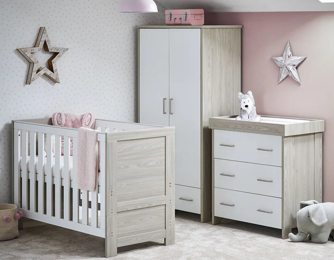 Obaby Nika Mini 3 Piece Room Set - GREY WASH & WHITE