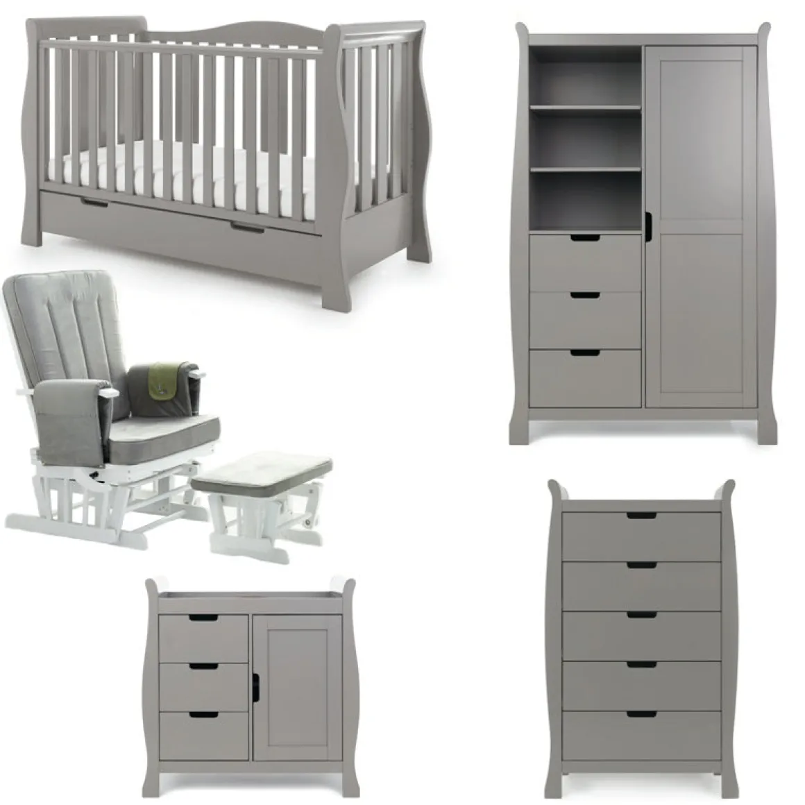 Obaby Stamford Luxe 5 Piece Room Set - TAUPE GREY