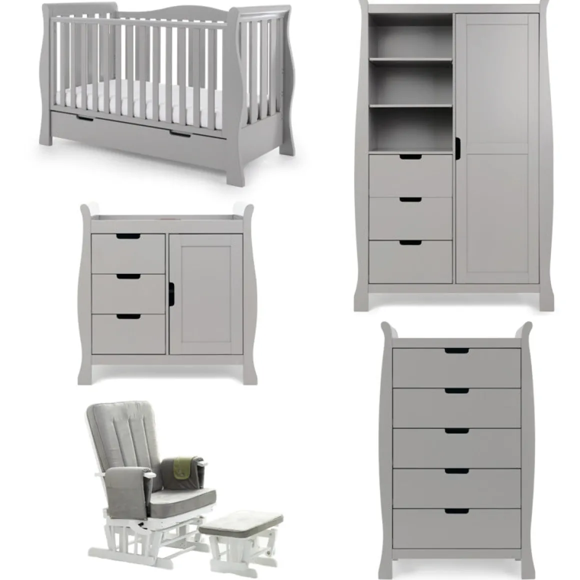Obaby Stamford Luxe 5 Piece Room Set - WARM GREY