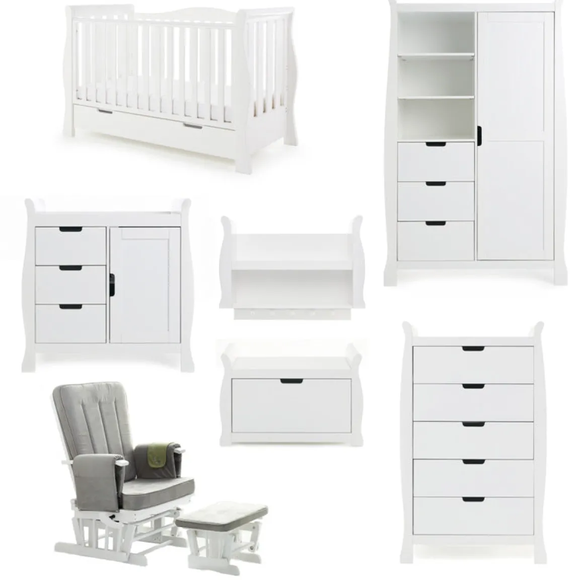 Obaby Stamford Luxe 7 Piece Room Set - White
