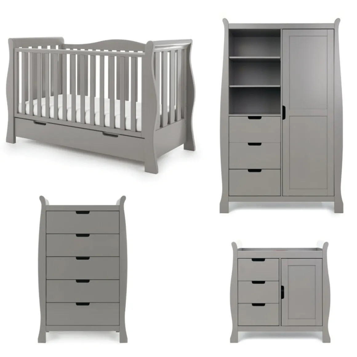Obaby Stamford Luxe 4 Piece Room Set - TAUPE GREY