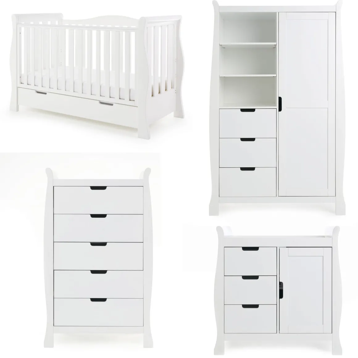 Obaby Stamford Luxe 4 Piece Room Set - WHITE