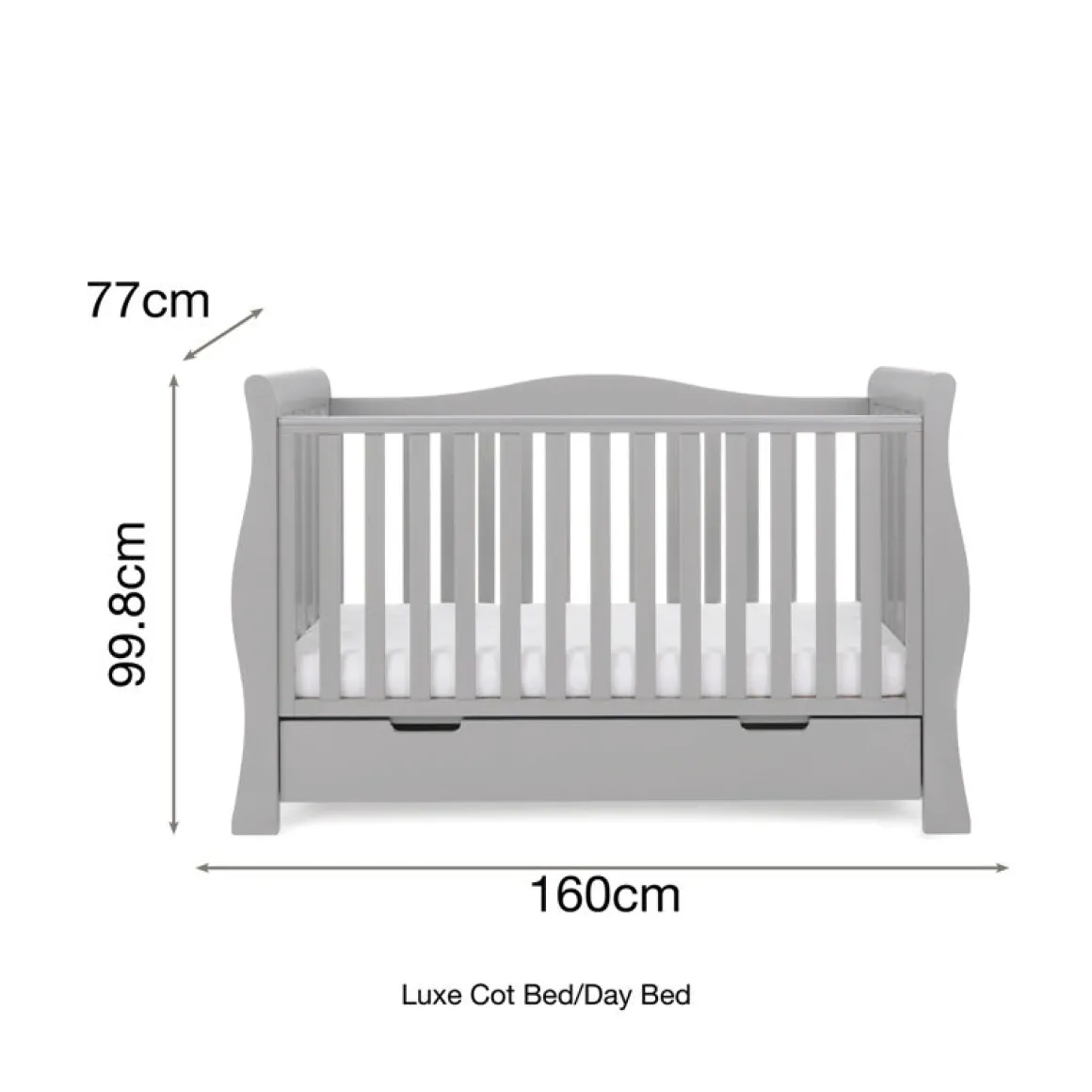 Obaby Stamford Luxe Cot Bed - WARM GREY