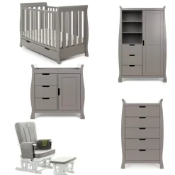 Obaby Stamford Mini Sleigh 5 Piece Room Set - TAUPE GREY