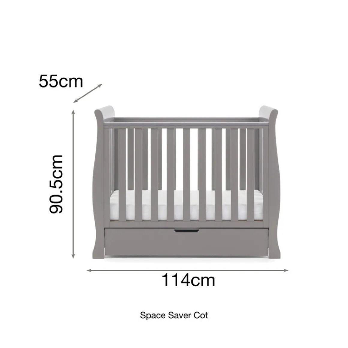 Obaby Stamford Space Saver Cot - TAUPE GREY